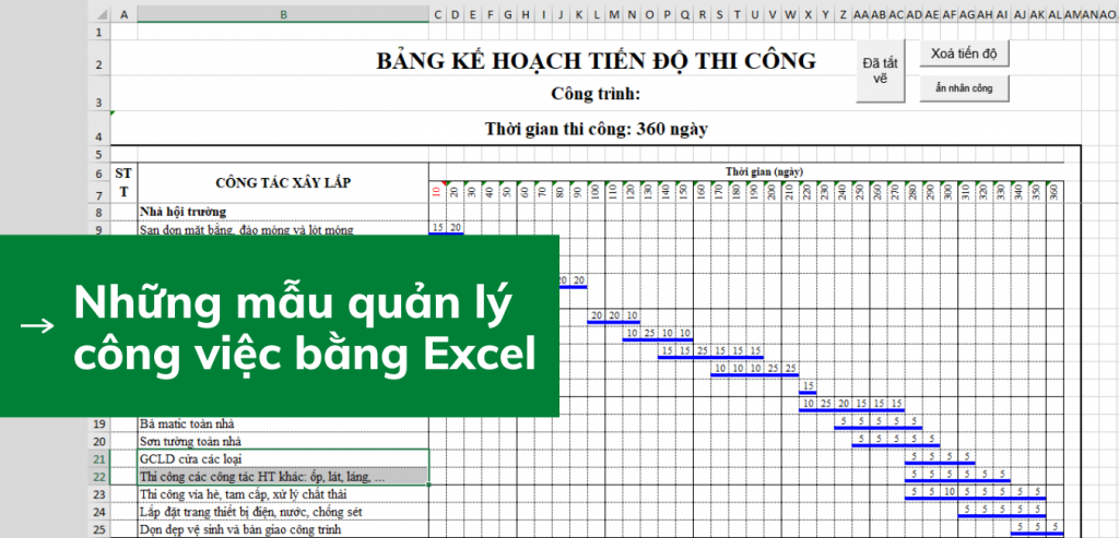 quản lý công việc hằng ngày bằng excel